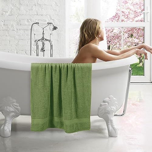 GLAMBURG 700 GSM Premium Cotton 2-Pack Oversized Extra Large Bath Sheet Set - 100% Combed Cotton - 2 Bath Sheets 35x70 - Luxury Hotel & Spa Quality - Durable Ultra Soft Highly Absorbent - Kiwi Green - color: Kiwi Green, size: 2 Pack 700 GSM Bathsheet