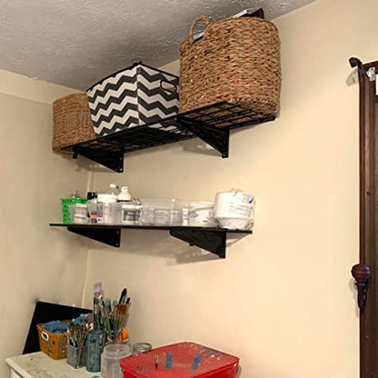Wallmaster 2-Pack 15x45 Heavy Duty Garage Wall Shelving 45-inch-by-15-inch Wall Mount Garage Storage Rack Floating Shelves Max Load 400lb Black - color: Black