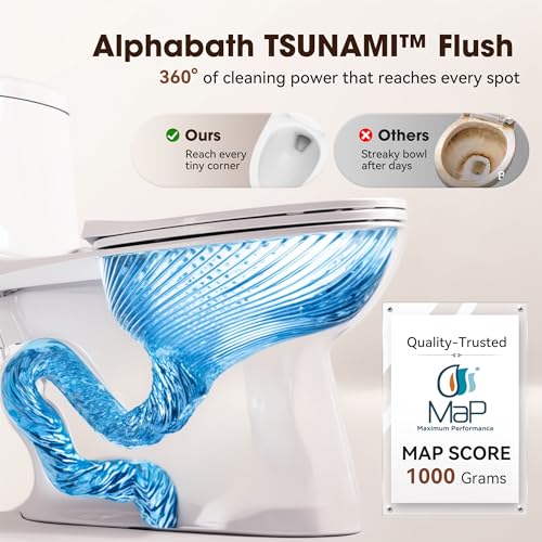 17.3” Elongated Toilet with Soft Close Seat, Two piece Toilets for Bathroom | Nano Self-Cleaning Glaze, Dual Flush 0.8/1.28 GPF, Watersensed/ADA/MAP1000/cUPC, Easy to Clean & Install, 12" Rough-In - color: TPT002-0.8/1.28 GPF Dual Flush