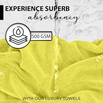 KAHAF COLLECTION 100% Cotton Bath Towels, 24x48 Pack of 6 Towels, Quick Dry, Highly Absorbent, Soft Feel Towel, Gym, Spa, Bathroom, Shower, Pool, Luxury Soft Towels (Yellow, 24x48-6 Pack) - color: Yellow, size: 24x48 - 6 PACK