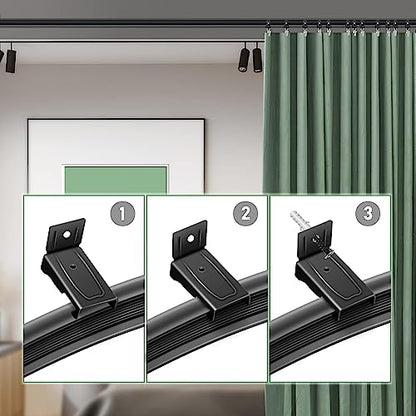 TOKPLNU Wall Mount Brackets for Flexible Curtain Track, Bendable Curved Curtain Rail Wall Mounting Hardware, Black 10 Pack - color: Black, size: 10Pcs Wall Mount Bracket