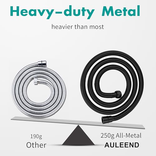 AULEEND，59 inch，encrypted shower hose 304 stainless steel metal - Extra long shower hose -（Universal Connection G 1/2" x 1/2")（Matte Black） - color: Black, size: 59 Inch