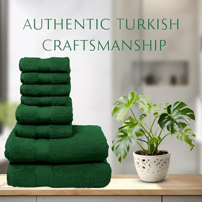 MAURA Hunter Green Bath Towel Set of 8 for Bathroom. Turkish Cotton Luxury Bath Towels. Extra Large, Thick, Plush & Soft. Hotel & Spa Quality - Dark Green - color: Midnight Green, size: 8-Piece Set (2 Bath, 2 Hand, 4 Washcloth)