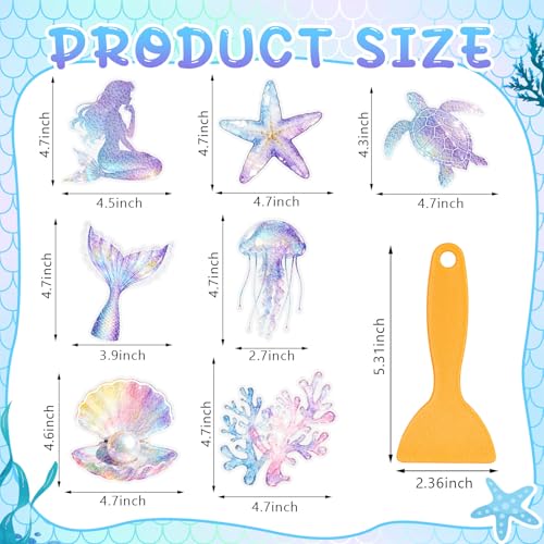 Fullhawl 30 Pcs Mermaid Non Slip Bathtub Stickers Colorful Mermaid Anti Slip Shower Stickers Shower Floor Nonslip Sticker Applique Adhesive Decals Treads with Scraper for Bathtub Bathroom Floor - style: Mermaid