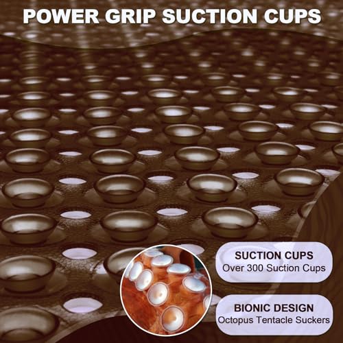 Bathtub and Shower Mats, 40x16 Inch Extra Large Non Slip Soft Bath Tub Mat with Suction Cups and Drain Holes for Bathroom Floor and Keep Tubs Clean, Machine Washable, Clear Chocolate - color: Clear Chocolate