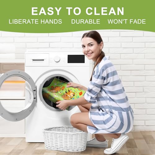 Baby Bath Mat for Tub Non Slip Kids, BPA Free Extra Long Bathtub Mat 40x16 with Drain Holes and 200 Suction Cups, Non Toxic Machine Washable Toddler Bath Mat, Eco-Friendly Certified - color: Green Deer