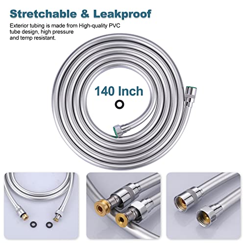 140 Inches Extra Long Shower Head Hose Extension for Bathing, Toilet Cleaning, Dogs, Bathroom - Chrome Handheld Shower Hose - color: Chrome, size: 140inch