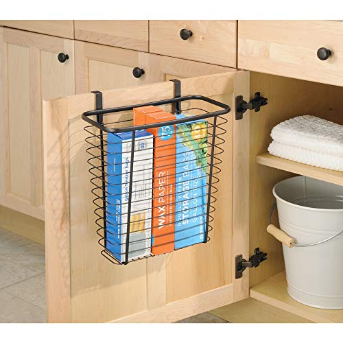 iDesign Steel Over-The-Cabinet Waste Basket or Storage Bin, The Axis Collection, 7.1" x 12.2" x 14.2", Bronze - color: Bronze