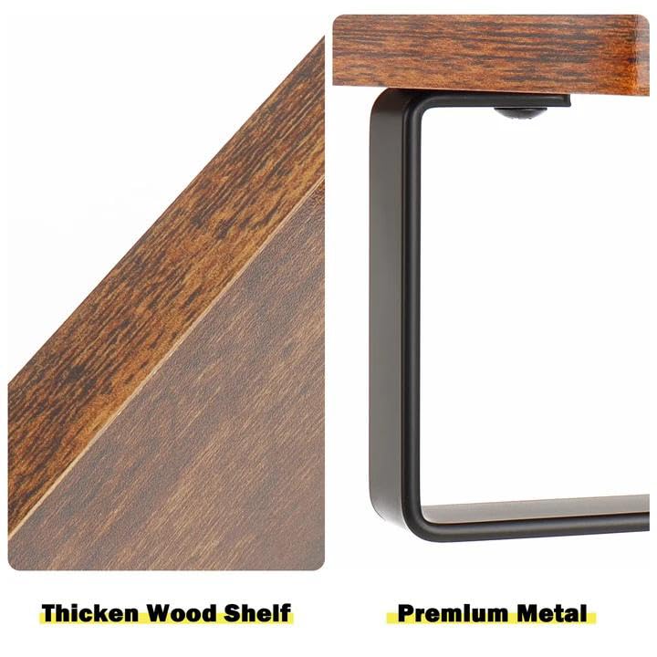 Hand Towel Holder/Towel Ring with Wooden Shelf, Hand Towel Rack, Hand Towel Hanger for Bathroom, Bath Accessories Wall Mounted, (Matte Black, 9.2"-Diamond Shaped) - size: 9.2"-Diamond Shaped
