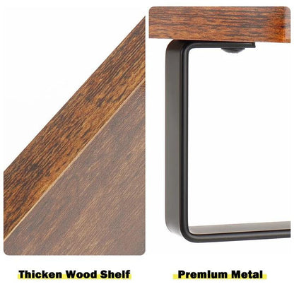 Hand Towel Holder/Towel Ring with Wooden Shelf, Hand Towel Rack, Hand Towel Hanger for Bathroom, Bath Accessories Wall Mounted, (Matte Black, 9.2"-Diamond Shaped) - size: 9.2"-Diamond Shaped