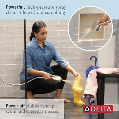Delta Faucet ProClean Brushed Nickel Shower Head with Handheld, Showerhead with High Pressure Spray, Handheld Shower Head, 6 Spray Settings, SpotShield Brushed Nickel 75740SN - color: SpotShield Brushed Nickel