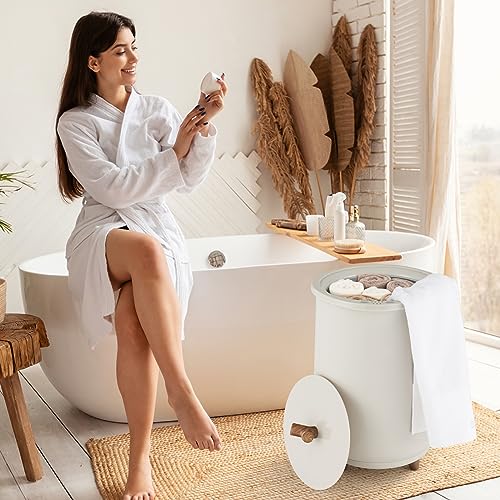 S AFSTAR 23L Towel Warmers for Bathroom - Large Luxury Towel Warmer Bucket with 3 Heat Modes, 4 Timer Settings, Fragrance Disc Holder, Auto Shut Off, Towel Heater for Blankets, Bathrobes (Light Grey) - color: Light Grey