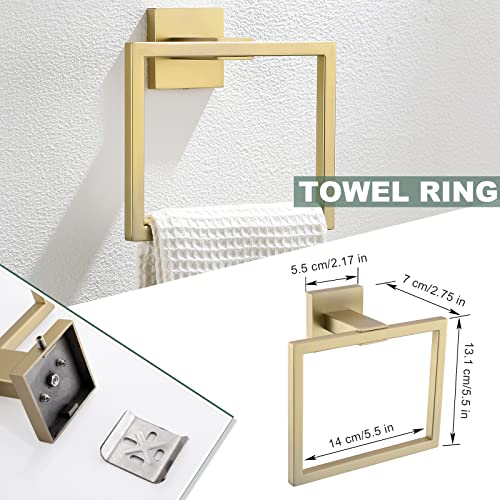 Brushed Gold Bathroom Towel Bar Holder Sets Premium Stainless Steel 4-Piece Bathroom Hardware Set Wall Mounted Bathroom Toilet Paper Holder with Shelf Set. - color: Brushed Dark Gold, size: 4-Pieces Set-B