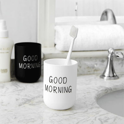 Toothbrush Cup 2Pcs, Bathroom Toothbrush Holder, Storage Cup 300ml, Drinking Cup, Reusable (Black + White) - color: Black + White