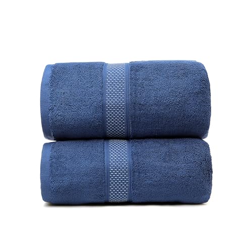 Fluffy Cotton Bath Towels Set650GSM,2-Piece Set, Thickened and Enlarged(31.5x63 inches),Super Absorbent,Soft,Suitable for Hotel, Bathroom, Swimming Pool, SPA,Gift(Dark Blue) - color: Dark Blue, size: Bath Towel 31.5 x 63 inches
