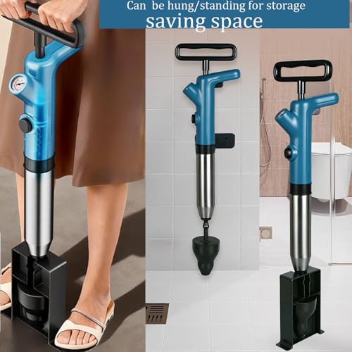 Air Toilet Drain Blaster Plunger Powerful Manual High Pressure Dredge Plumbing Tool for Clogged Toilet Sink and Bathroom Kitchen Vloor Drain and Sewer Pipe Dredging（blue）