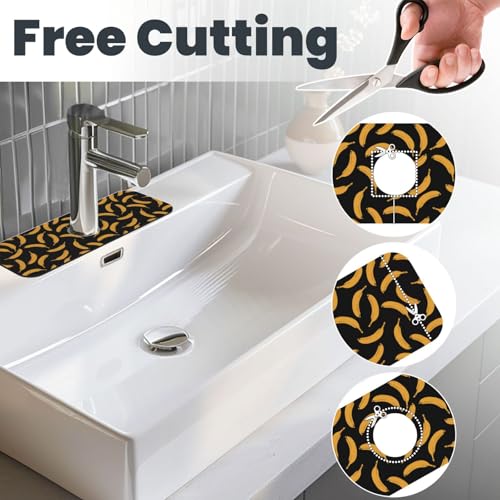 Yellow Banana Black Kitchen Sink Splash Guard Faucet Mat Super Absorbent Fast Drying Mat Sink Gadgets-Fast Drying Pad Sink Mat For Kitchen Bathroom (15" X 5.5" ) - color: Banana