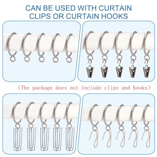 44 Pack Curtain Rings with Eyelets, Metal Drapery Ring for Pinch Pleat Curtains, Drape Ring 1.5 Inch I D Fits Up to 1.2 in Rod, Matte Silver - color: Matte Silver