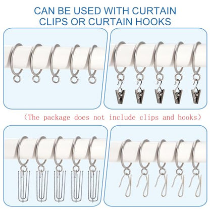 44 Pack Curtain Rings with Eyelets, Metal Drapery Ring for Pinch Pleat Curtains, Drape Ring 1.5 Inch I D Fits Up to 1.2 in Rod, Matte Silver - color: Matte Silver
