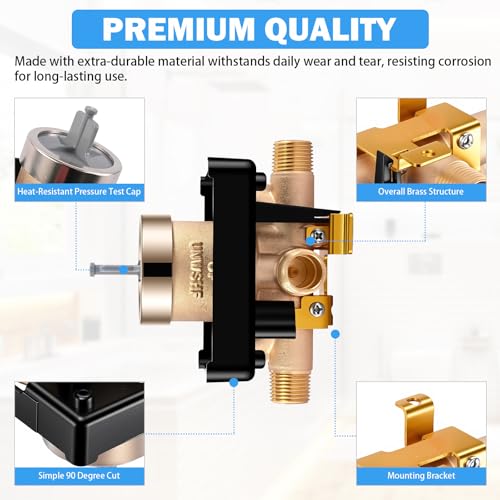 TOVEN-RV R10000-UNWSHF High-Flow Shower Valve Body with Stops | Compatible With Delta MultiChoice 13/14, 17 And 17T Trim Kits; 3-Port Shower-Only Design; 1/2-Inch Inlets - style: R10000-UNWSHF
