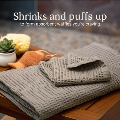 GILDEN TREE Waffle Towel Set Quick Dry Thin | 2 Bath Towels | 2 Hand Towels | 2 Washcloths, Classic Style (Stone) - color: Stone, size: Bath Towel Set