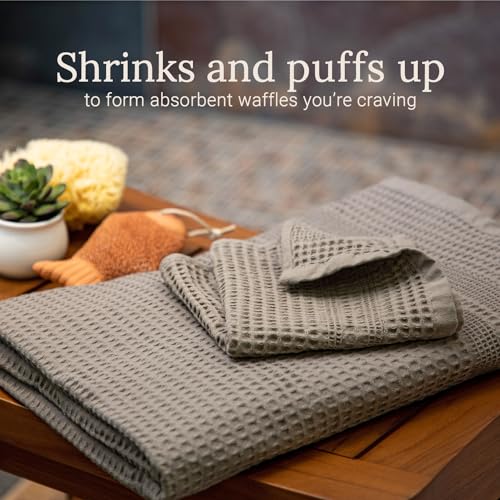 GILDEN TREE Waffle Towels Wash Cloths for Showering, Exfoliating Washcloth Face Towels, Quick Dry Towel Cotton Washcloths Set of 4, Classic Style (Stone) - color: Stone, size: Washcloth (4 Pack)