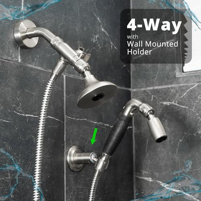 High Sierra® - Solid Lead-Free Metal 4-Way Combo with GEN 3 REFLECTIONS™ Fixed and Handheld Shower Head with Hose. Run Separately or Both at Full Flow - 1.5 GPM per Shower Head - Chrome Finish - color: Chrome, size: 1.5 GPM