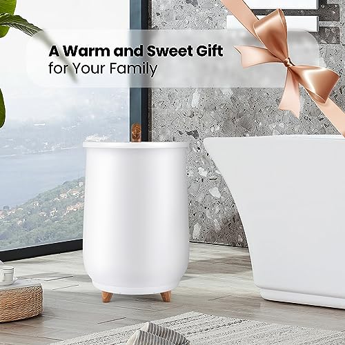 Tangkula Towel Warmer Bucket, 23L Large Luxury Bucket-Style Towel Warmer w/Fragrant Disc Holder, ETL Certified Bath Heater w/3-Level Heating, 20/40/60/90 Min Timer & Auto Shut Off (handle, 23L, White) - color: White