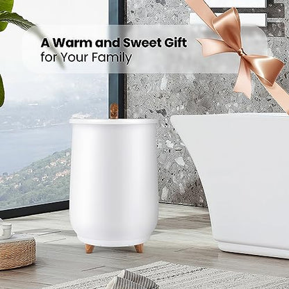 Tangkula Towel Warmer Bucket, 23L Large Luxury Bucket-Style Towel Warmer w/Fragrant Disc Holder, ETL Certified Bath Heater w/3-Level Heating, 20/40/60/90 Min Timer & Auto Shut Off (handle, 23L, White) - color: White