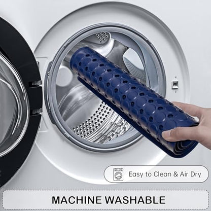 Non-Slip Bathtub and Shower Mats, Power Grip Bath Mat 35 x 16.3 Inch with Suction Cups and Drain Holes for Tub Bathroom Floor Safety, Machine Washable Soft Bathmat, Navy Blue - color: Navy Blue