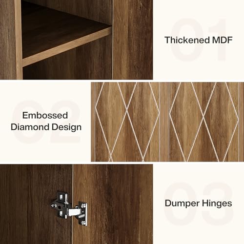 Tribesigns 75" Tall Narrow Storage Cabinet, 15 Inch Wide Wood Kitchen Pantry Cabinet with Doors and 6 Shelves, Free Standing Utility Cabinet for Bathroom, Small Space, Laudry, Brown