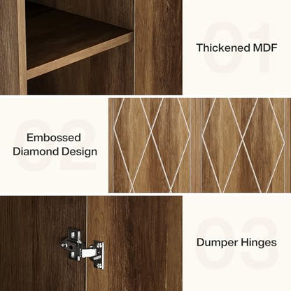 Tribesigns 75" Tall Narrow Storage Cabinet, 15 Inch Wide Wood Kitchen Pantry Cabinet with Doors and 6 Shelves, Free Standing Utility Cabinet for Bathroom, Small Space, Laudry, Brown