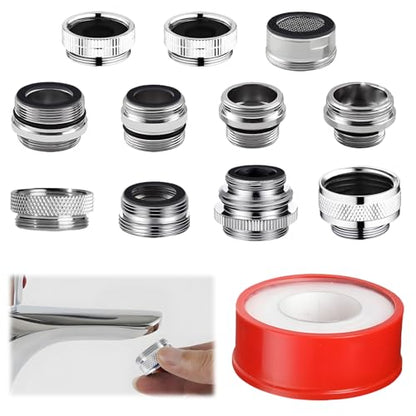 12 pcs Faucet Adapter Kit, CNYMANY Kitchen Aerator Adapter Set Male Female Sink Faucet Adapter Connecting Garden Hose Water Filter Standard Hose via Diverter