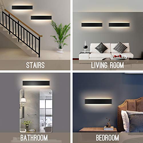 Ralbay 24 inch LED Wall Sconce Lighting, 20W Black Vanity Lights for Bathroom Vanity, Matte Black Modern Warm White 2700-3200K - color: Black-Warm White, size: 24 inch