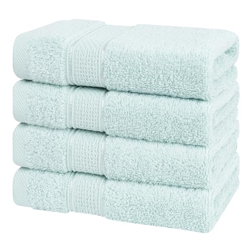 American Soft Linen Salem Washcloth Sets, 4 Piece Luxury 600 GSM 100% Cotton Washcloths for Bathroom, 13x13 inches Washrags Premium Quality Hand Face Towels, Mint - color: Mint Green, size: 13x13"