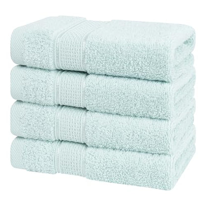 American Soft Linen Salem Washcloth Sets, 4 Piece Luxury 600 GSM 100% Cotton Washcloths for Bathroom, 13x13 inches Washrags Premium Quality Hand Face Towels, Mint - color: Mint Green, size: 13x13"
