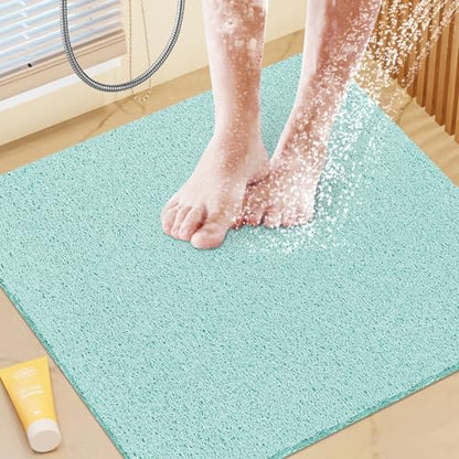 Shower Mat Bathtub Mat Non-Slip,24x24 inch, Soft Tub Mat with Drain,PVC Loofah Bath Mat (Phthalate Free) for Tub and Bathroom,Quick Drying,Green - color: Green, size: 24" x 24" (Rectangular)