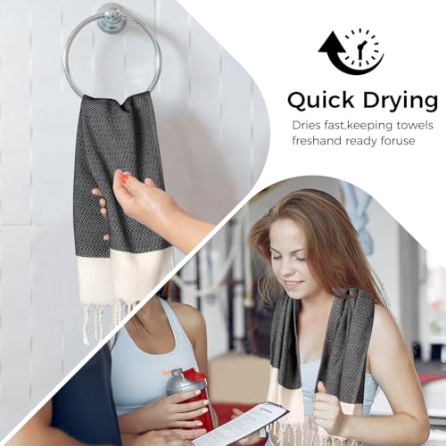 cabanana Hand Towels for Bathroom - 2-Pack,18x30 Inch-100% Cotton,Turkish Bathroom Hand Towels,Super Absorbent & Quick-Dry Soft for Bath, Kitchen, Spa, Face, Hair, Dishcloth (New Black) - color: Z Diamond Black