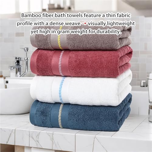Extra Large Bath Towel Premium Bamboo Fiber, Ultra Absorbent & Quick-Dry, Bath Sheet for Hotel, Home Use(Red) - color: Red