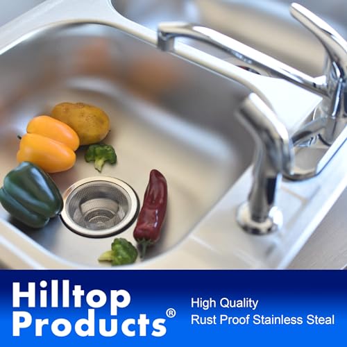 2 Pack - 4.5" Top / 3" Mesh Basket - Kitchen Sink Drain Strainer Stainless Steel Large Food Catcher. Fast Flow and Effective Full Mesh Basket