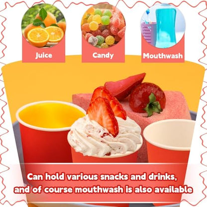 50 Pack 3 oz Paper Cups, Small Bathroom Cups Disposable Cups | Small Bathroom Cups, Mini Disposable Cup for Espresso Snack Bathroom, Party Travel Picnic BBQ - color: Red, size: 50 Count
