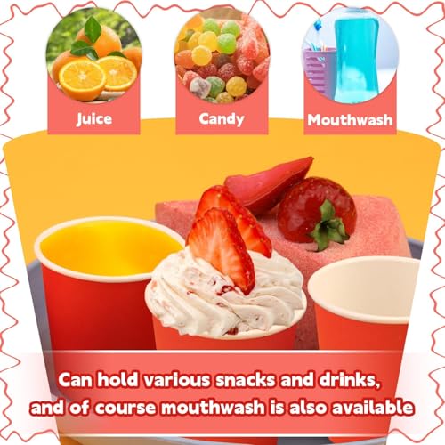 100 Pack 3 oz Paper Cups, Disposable Small Bathroom Cups Red | Bathroom Cups Espresso Small Cups, Mini Disposable Cup for Snack Bathroom, Party Travel Picnic BBQ - color: Red, size: 100 Count