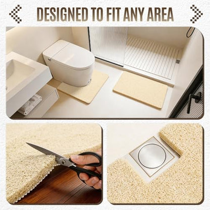 17 * 24in Shower Mat Bathtub Mat Non Slip | Bathmats Non Slip, Quick Drying Foot Scrubber Loofah Mats for Inside Shower, Tub, Bathroom, Home, Beige - color: Beige, size: 24" x 17" (Rectangular)