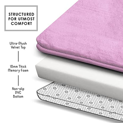 Clara Clark 3 Piece Bathroom Rugs Bath Mat Set, Velvet Memory Foam Bath Mats for Bathroom - Non-Slip, PVC Backing Bath Rugs, Washable - Dries Quickly, Lavender - color: Lavender Dream