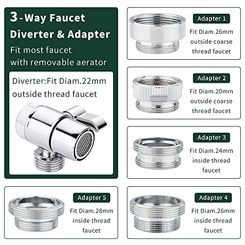 Sink Hose Shower Sprayer Attachment - Faucet Extension w/ 5 Adapters For Bathroom Bathtub, Kitchen Faucet, Utility Laundry Tub, Garden Hose Thread Spout For Delta, Moen, Kohler, American Standard - color: c-silver-big panel