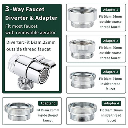 Sink Hose Shower Sprayer Attachment - Faucet Extension w/ 5 Adapters For Bathroom Bathtub, Kitchen Faucet, Utility Laundry Tub, Garden Hose Thread Spout For Delta, Moen, Kohler, American Standard - color: c-silver-big panel