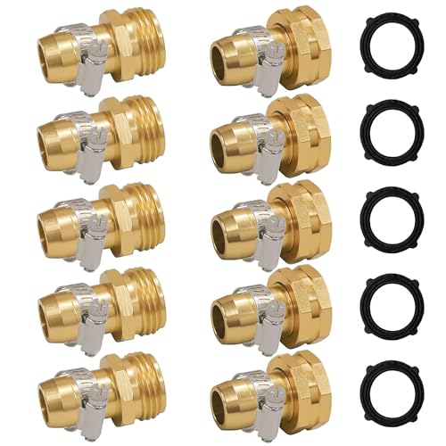 Hourleey Garden Hose Repair Connector with Clamps, Fit for 3/4" or 5/8" Garden Hose Fitting, Male and Female Hose Adapter Water Hose Repair Kit, 5 Set - size: 5-Set