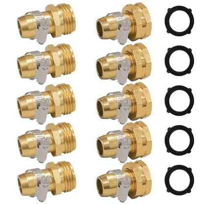Hourleey Garden Hose Repair Connector with Clamps, Fit for 3/4" or 5/8" Garden Hose Fitting, Male and Female Hose Adapter Water Hose Repair Kit, 5 Set - size: 5-Set