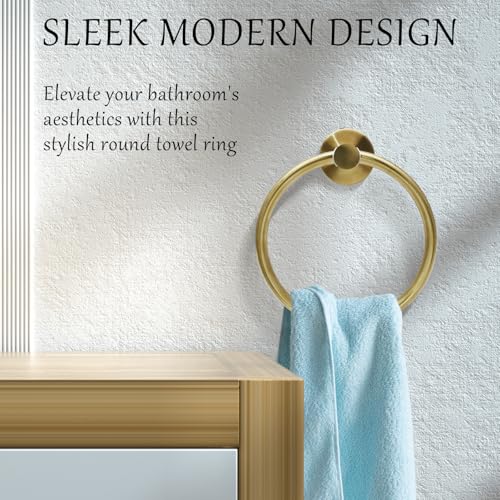 Brushed Gold Towel Ring, Stainless Steel, 1 Pack | Hand Towel Holder, Modern Rack Hanger, Round, Bathroom Wall Mounted - color: Brushed Gold, size: 1 Pack