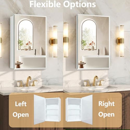 Bathroom Medicine Cabinet, 22x30 inch Medicine Cabinet with Mirror, Rectangular Beveled Frameless Mirror, Recess or Surface Mount Installation - size: CM1014-2230
